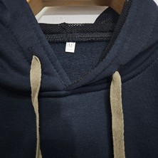 Kapüşonlu, 3 Iplik, Pamuklu, Cepli, Basic, Lacivert Sweatshirt