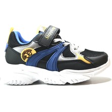 Onlo Ayakkabı STP.2024 Siyah & Gri Hafif Taban Cırtlı Anatomik Erkek Çocuk Spor Ayakkabı