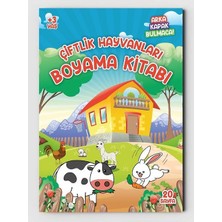 Çiftlik Hayvanları , Çocuklar Için Boyama Kitabı, (20 Tam Sayfa Resimli Boyama Kitabı) + Bulmacalı