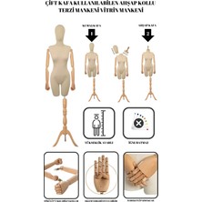 44 Beden Çift Kafalı Ahşap Kukla Kollu Terzi Mankeni Vitrin Mankeni Stüdyo Fotoğraf Çekim Mankeni