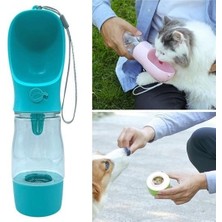 Dervis'İN BUFFER® Taşınabilir Mama Hazneli Evcil Hayvan Suluğu Seyahat Kabı Kilitlenebilen Su Sızdırmaz 380ML