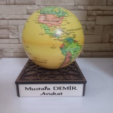 Kişiye Özel Ahşap Kaideli Işıklı Motorlu Dünya