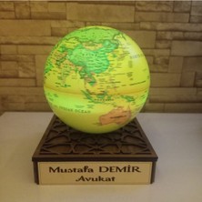 Kişiye Özel Ahşap Kaideli Işıklı Motorlu Dünya