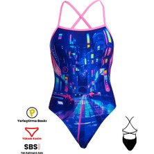 Funkita Stp Cyber City Kız Yüzme Mayosu, Çift Çapraz Sırt Modeli