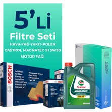 BOSCH Fiat Linea 1.3 Dizel Filtre Bakım Seti Castrol Motor Yağlı EURO 4 (2007-2017) 5 Li
