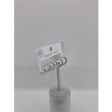 Stainless Steel Çelik Halka Küpe Seti 6 Lı Gümüş Rengi