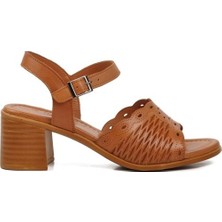 Voyager 9758 Bayan Deri Sandalet - Taba - 37