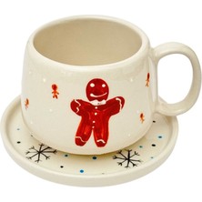 Gezdikçe Bilelim Tabaklı Yılbaşı Bisküvisi El Yapımı Seramik Kupa, Seramik, Double Türk Kahvesi, Nescafe Fincanı