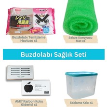 CrossBorder Decor Buzdolabı Sağlık Seti: Aktif Karbon Koku Giderici-Sebze Koruyucu Mat-Temizleme Havlusu-Saklama Kabı