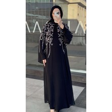 Sahraa Taşlı Abaya Siyah