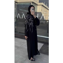 Sahraa Taşlı Abaya Siyah