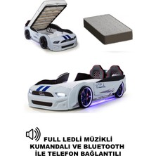 Ferramini  Kapıları Açılan Mustang Full Ledli Kumandalı ve Müzikli + Ortopedik Yatak Bazalı Arabalı Yatak