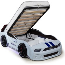 Ferramini  Kapıları Açılan Mustang Full Ledli Kumandalı ve Müzikli + Ortopedik Yatak Bazalı Arabalı Yatak
