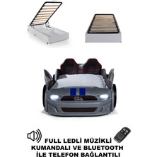 Ferramini  Kapıları Açılan Mustang Full Ledli Kumandalı ve Müzikli + Ortopedik Yatak Bazalı Arabalı Yatak