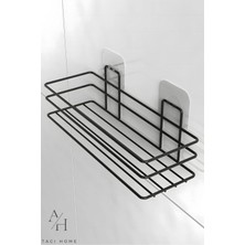 Atacı Home Paslanmaz 2'li Set Yapışkanlı 4 Kancalı Banyo Rafı Mat Siyah Banyo Şampuanlık Duşakabin Duş Askısı