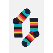 Cozzy Socks Erkek Renkli Çizgili Erkek Soket Çorap 3'lü