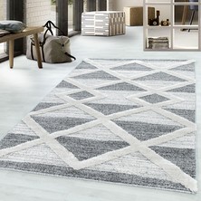 My Deco Carpet Modern Iskandinav Yumuşak Bukle Kabartmalı 3D Baklava Desen Halı Gri Oturma Odası Salon Mutfak Halı