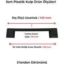 Cmkstore Siyah Çekmece Dolap Mobilya Kulpu Sert Plastik 128 mm 30 Adet