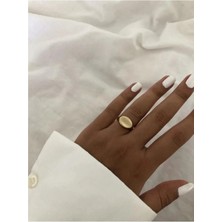 Altın Kaplama Oval Ayarlanabilir Yüzük