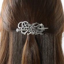 Renjie Shop C Antik Gümüş Tarzı A Norse Viking Saç Tokası Kelt Jelling Stili Çift Ejderha Saç Tokası Saç Aksesuarı (Yurt Dışından)