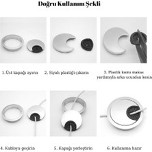 Ofis Fix Gümüş Yuvarlak Masa Kablo Kanalı Kapağı | Kablo Deliği Kapağı | Masa Kablo Düzenleyici Kapak