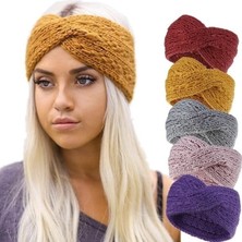 Renjie Shop C B Yeni Kış Isıtıcı Kulak Örgü Başbandı Turban Bayan Kadınlar Için Crochet Yay Geniş Esnek Düz Saç Bandı Headwrap Saç Aksesuarları (Yurt Dışından)