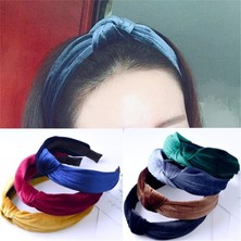 Renjie Shop C NO.143 Beden Kadın Kadife Kumaş Örgülü Bağcıklı Taşlı Taçlı Saç Bandı - Saç Aksesuarı (Yurt Dışından)