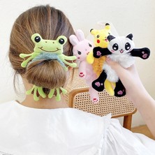 Renjie Shop C Kurbağa Yeni Sevimli Kadın Elastik Saç Lastik Bağ Aksesuarı Karikatür Peluş Kurbağa Tavşan Kedi Dolmuş Hayvan Lastik Telli Kız Saç Bandı (Yurt Dışından)