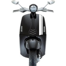 Scooter Şerit Desen Evrensel Sticker Etiket Kaplama Modeli Beyaz