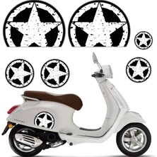 Scooter Yıldız Desen Evrensel Set Sticker Etiket Kaplama Modeli Siyah