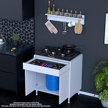 Modilayn BİRCE XXXL-80 x 87 x 48 cm Tüp Bölmeli Set Ocak Altı Dolap ve Baharat Rafı