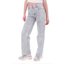 Focsel Gri Regular Fit Yüksek Bel Kadın Jeans Pantolon, Klasik Kot Pantolon