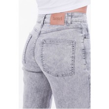 Focsel Gri Regular Fit Yüksek Bel Kadın Jeans Pantolon, Klasik Kot Pantolon