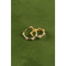 ÇGK KUYUMCULUK Taşlı Halka  Altın Küpe CGKKP0108