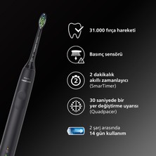 Sonicare 4100 Serisi Sonic Şarjlı Diş Fırçası Siyah - HX3681/54  - Temizleme-Hassas Mod-14 Gün Pil Süresi