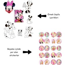 4'lü Bluey Karakterleri Mickey Mouse Barbie Min Boyama Kitabı Seti(Boyama, Sticker, Arka Kapak Maske)