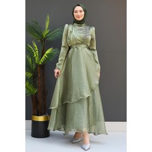 Giza Store Taşlı Organze Abiye Fuşya