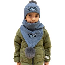 Benittokids Çocuk Yazı Detaylı Bere Atkı Takımı 7019