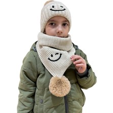 Benittokids Çocuk Gülen Yüz Detaylı Bere Atkı Takımı 7016