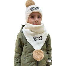 Benittokids Çocuk Yazı Detaylı Bere Atkı Takımı 7019