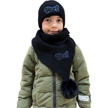Benittokids Çocuk Yazı Detaylı Bere Atkı Takımı 7019