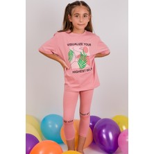 HÇM Kız Çocuk Takım Kapri Taytlı Baskılı Oversize A84