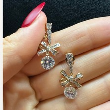 Jia Jewelry Xuping Rose Çelik Gold Taşlı Fiyonk Elina Küpe