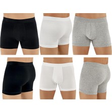 Şahinler E031 Erkek Likralı Boxer Külot 2beyaz-2siyah-2gri M