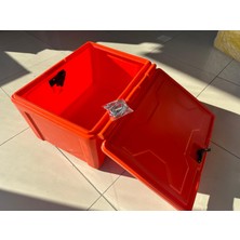 Motosiklet Pizza Servis Çantası Köşeli Kilitli Turuncu 90 Litre