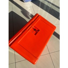 Motosiklet Pizza Servis Çantası Köşeli Kilitli Turuncu 90 Litre