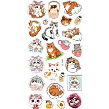 Limmy Sticker Kabartmalı Stiker Çıkartma Etiket (XHC054)-18X9 Cm- Komik Kediler