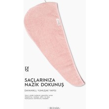 Ruiada %100 Pamuk Saç Kurutma Bonesi/havlusu Lastikli ve Düğmeli Fuşya