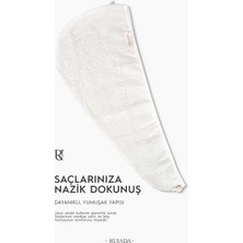 Ruiada %100 Pamuk Saç Kurutma Bonesi/havlusu Lastikli ve Düğmeli Ekru