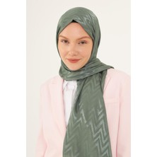 Zikzak Desen Parlak Jakar Şal - Küf Yeşili